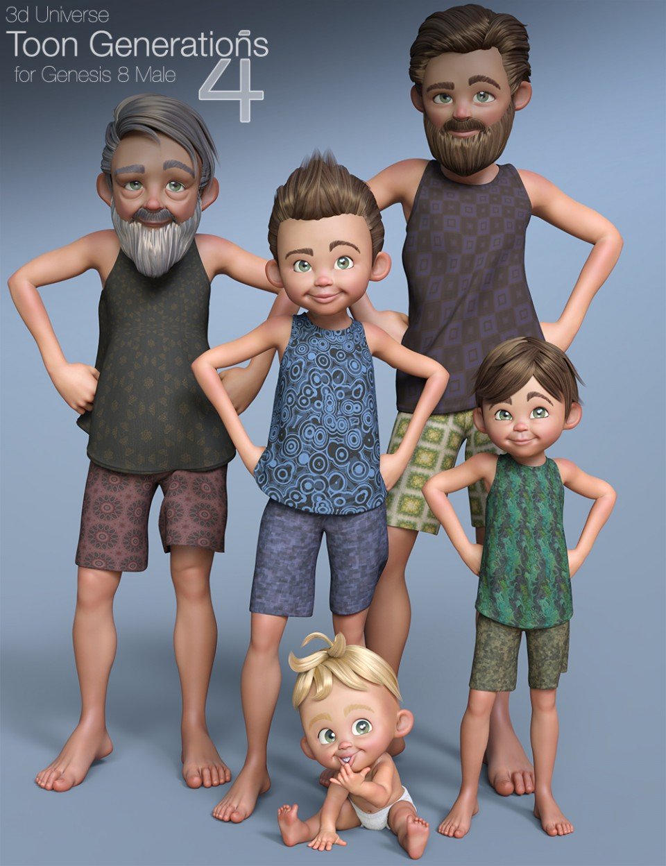 Toon Generations 4 Essentials for Genesis 8 Male(s)