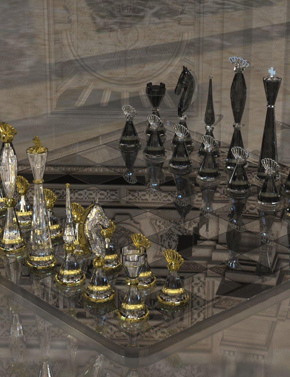 玻璃Gambit:国际象棋和着色器预设DAZ工作室
