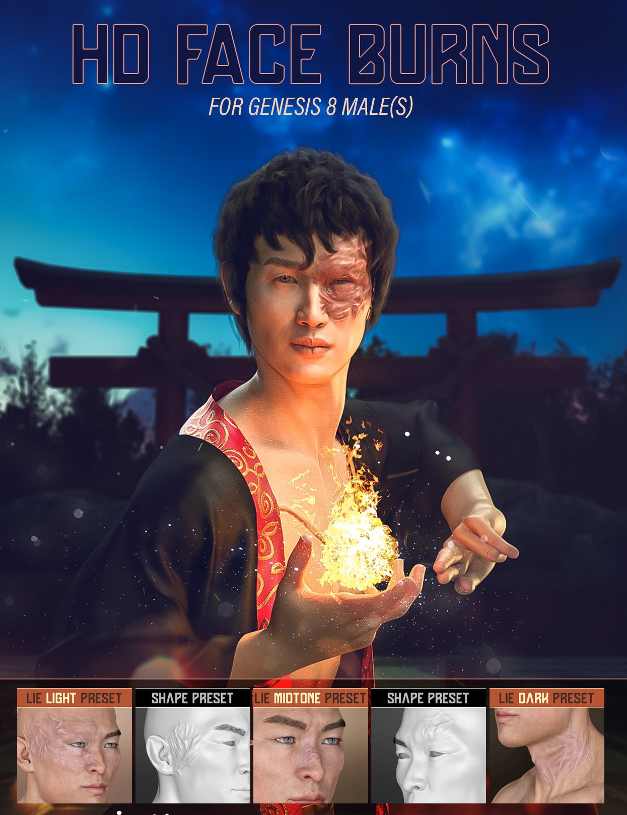 创世纪8号男性的高清面部烧伤
