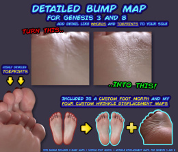创世记8  - 脚细节地图 /唯一的皱纹图 - Genesis 8 – Foot Detail Map / Sole Wrinkle Maps_DAZ3D下载站